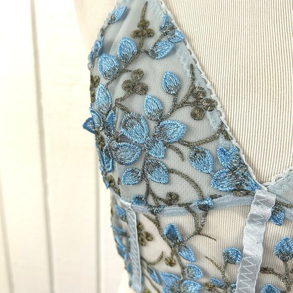 Women Sheer Lace Brami Bralette Wireless Fairy Princess Lingerie Blue Size Small - Picture 2 of 7